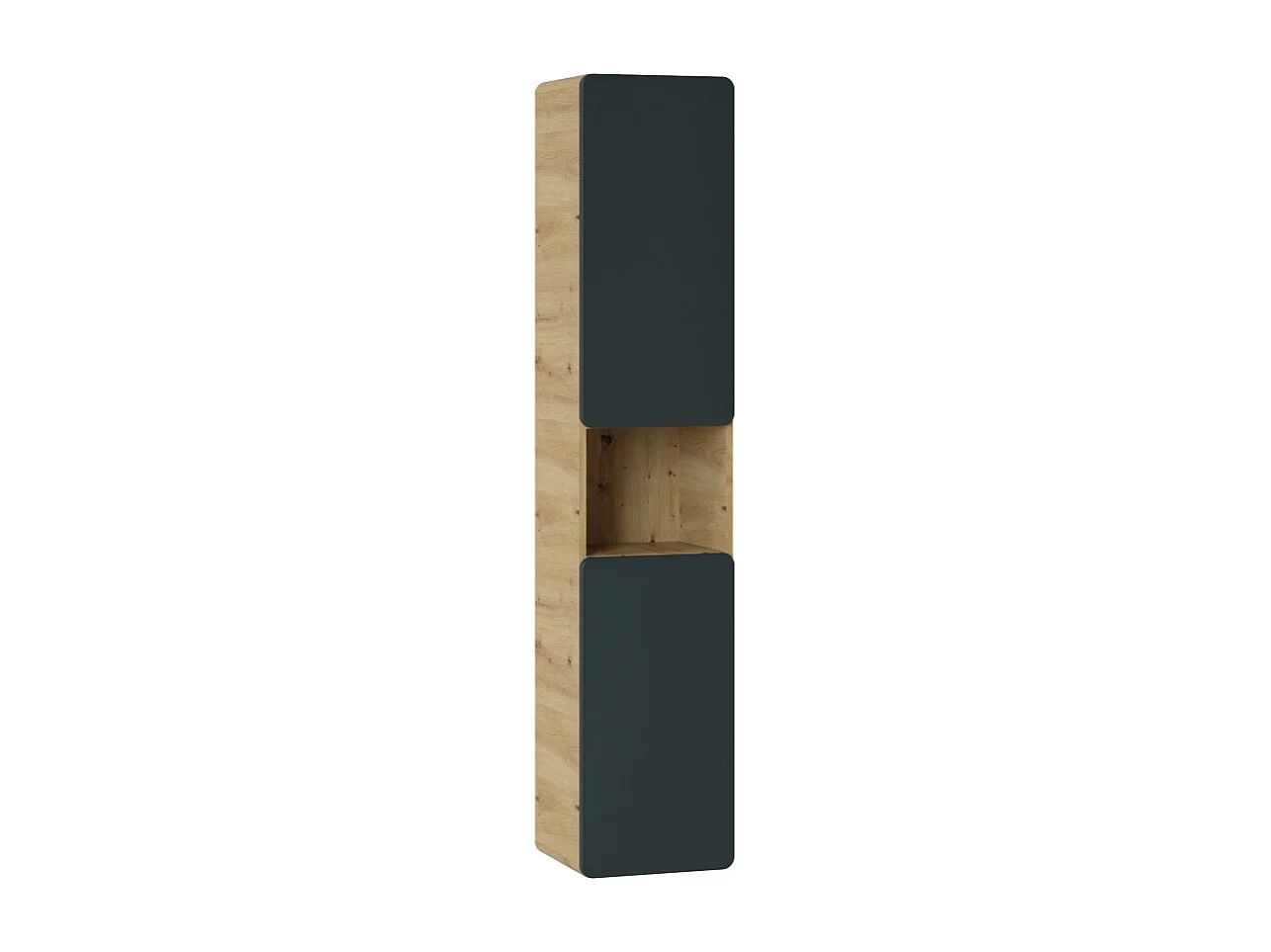 Badkamerkolom ERBANO - 2 deuren - Kleur licht eiken en antracietgrijs - H170 cm - Hangend