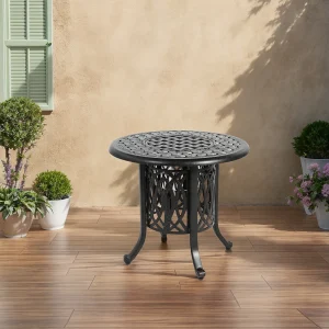 Aluminiumtafel voor Buiten met Ijskist – Patio Bijtafel, Aluminium Eindtafel met Instelbare Voetkussens, Kleine Salontafel voor Buiten Aluminiumtafel voor Buiten met Ijskist – Patio Bijtafel, Aluminium Eindtafel met Instelbare Voetkussens, Kleine Salontafel voor Buiten