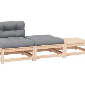 3-delige Loungeset met kussens massief grenenhout 3-delige Loungeset met kussens massief grenenhout