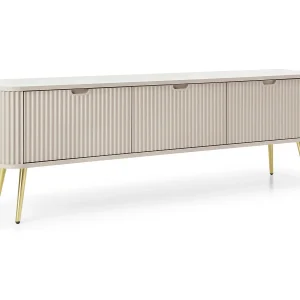 3-deurs tv-meubel met gouden metalen poten 168×56 cm