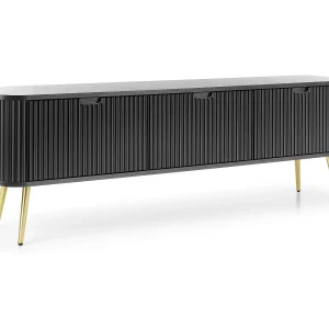 3-deurs tv-meubel met gouden metalen poten 168×56 cm