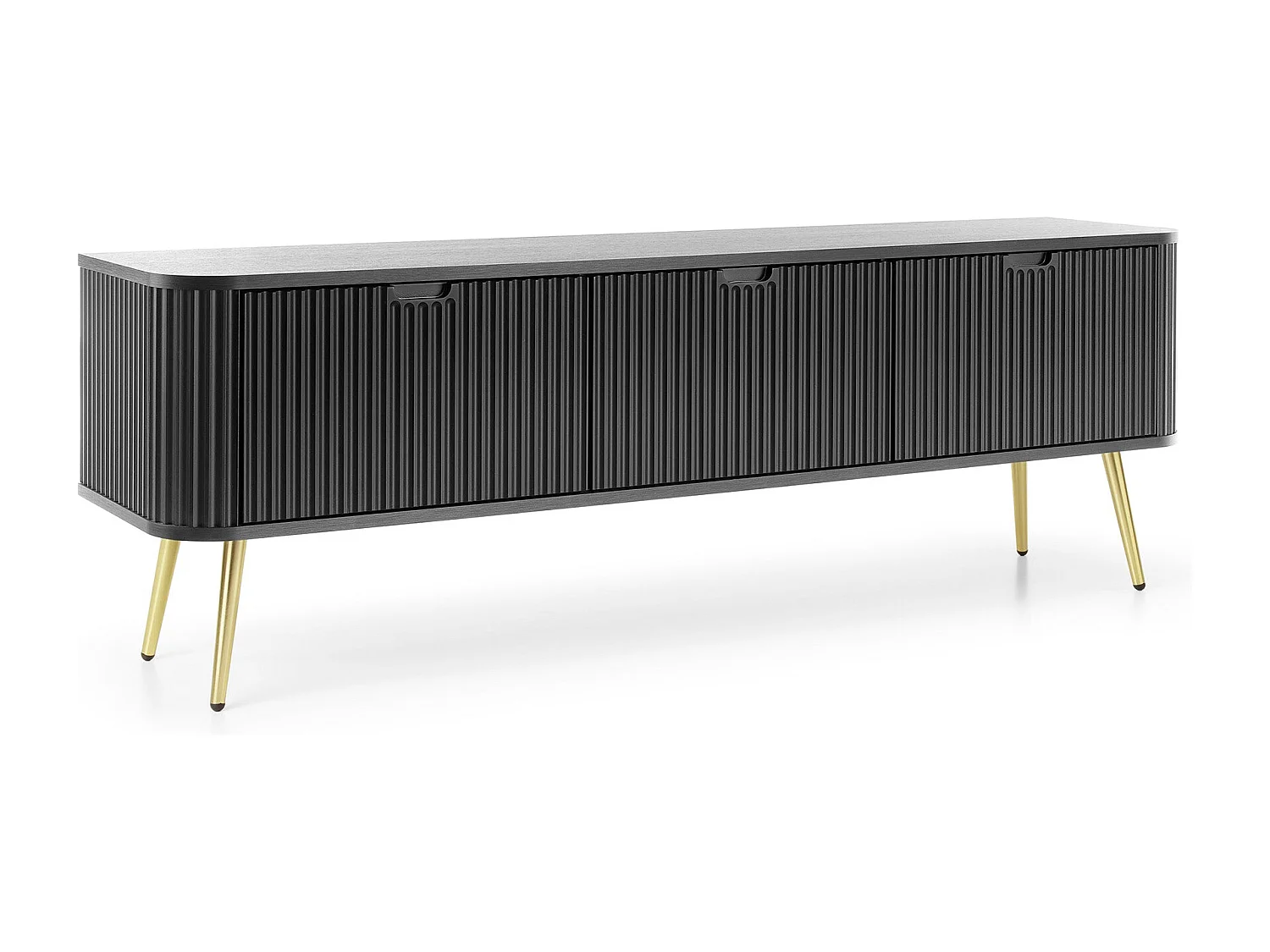 3-deurs tv-meubel met gouden metalen poten 168x56 cm