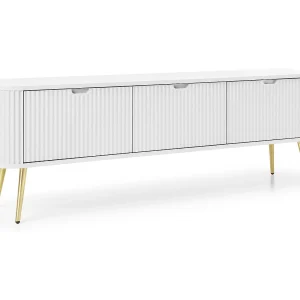 3-deurs tv-meubel met gouden metalen poten 168×56 cm