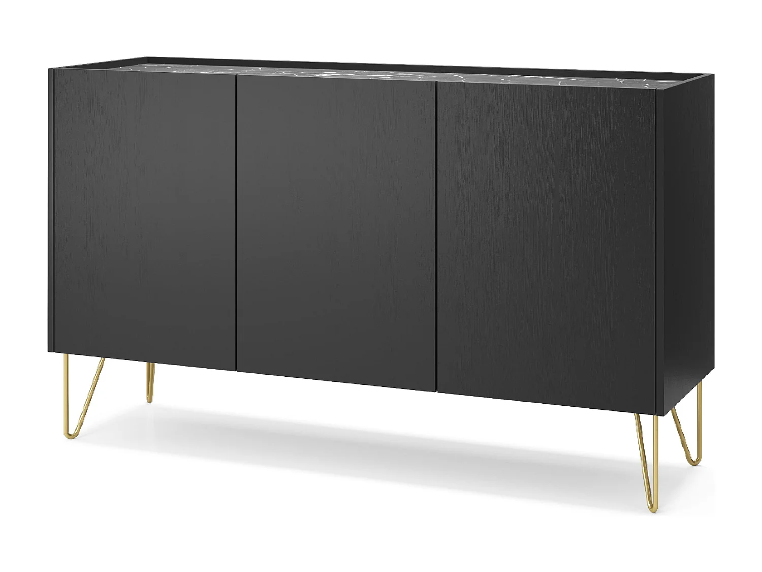 3-deurs buffet met marmerlook plateau 144x83 cm