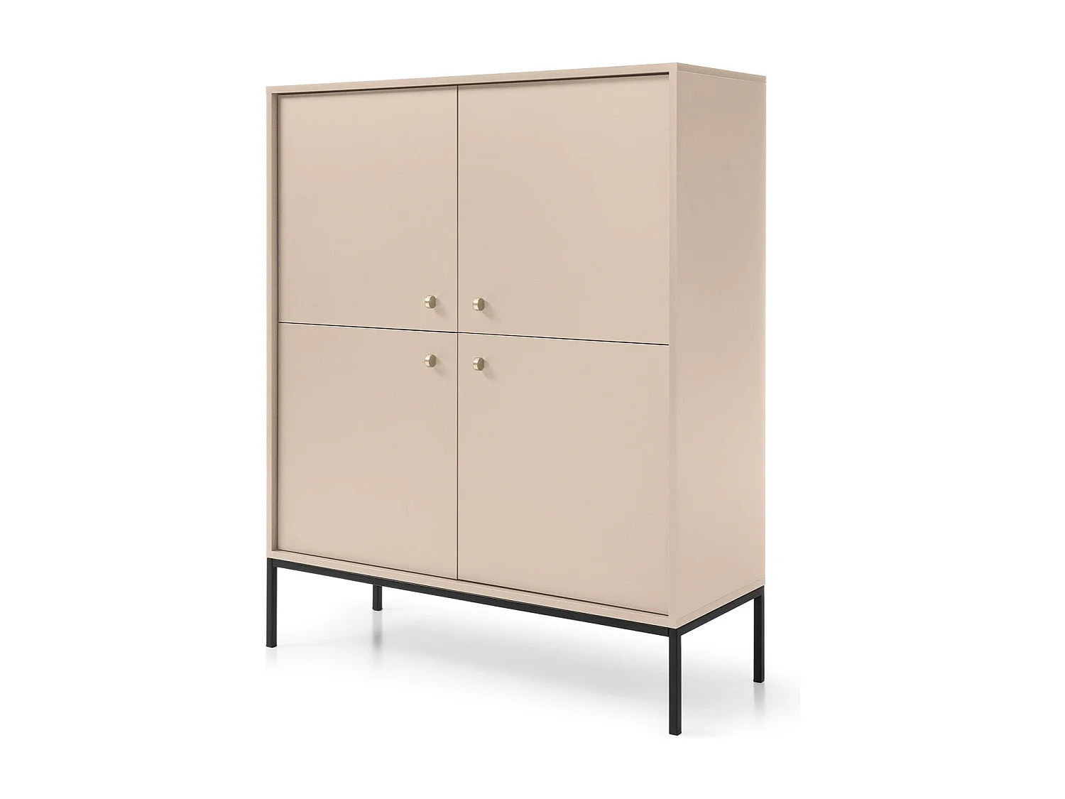 4-deurs buffet met zwarte metalen bladen 104x125 cm
