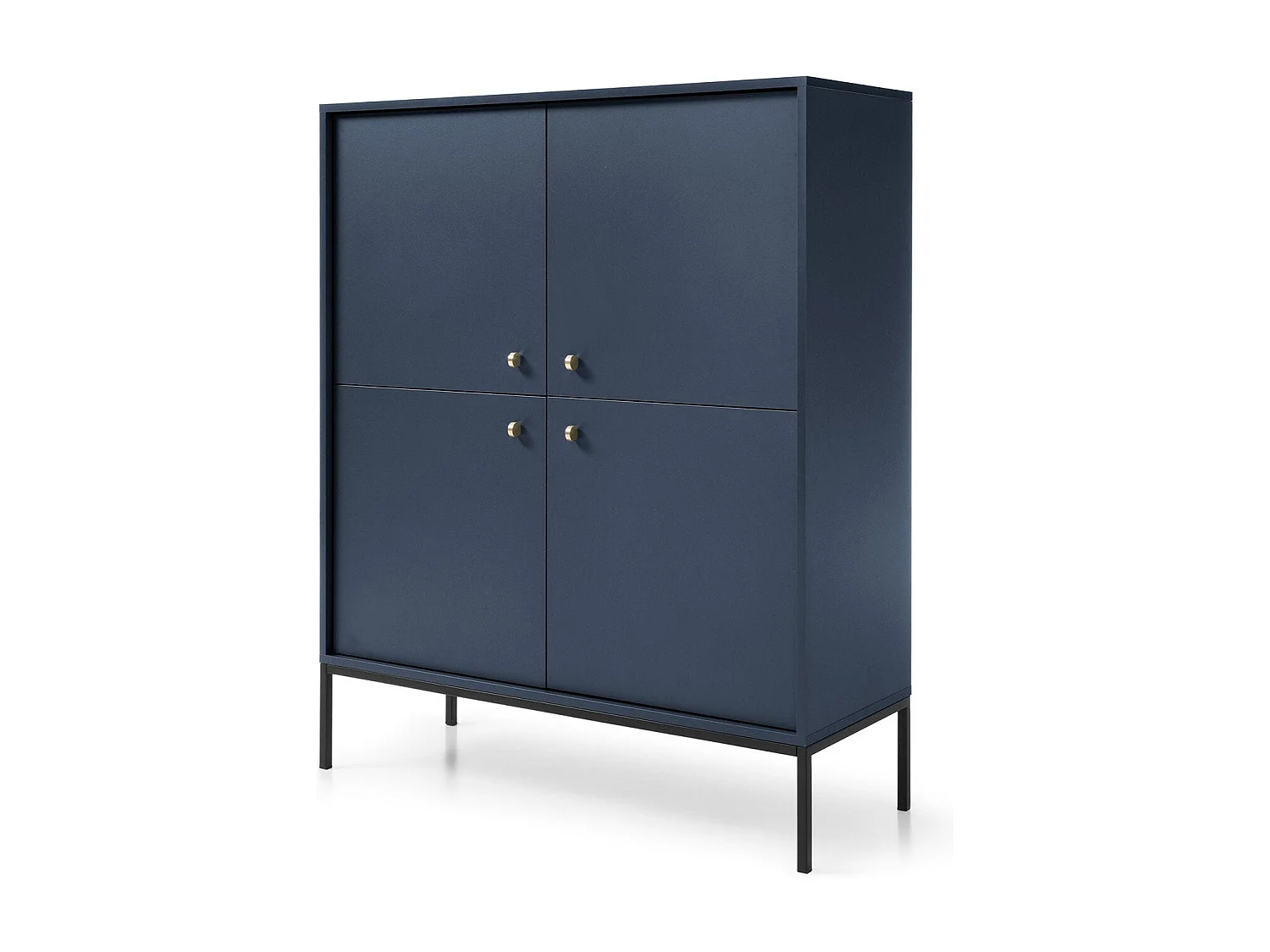 4-deurs buffet met zwarte metalen bladen 104x125 cm