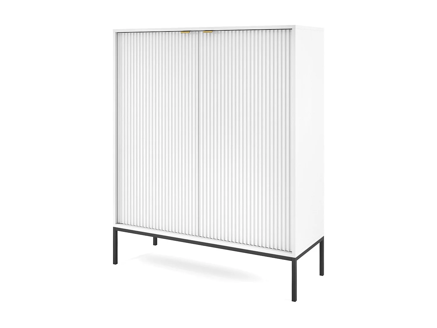 2-deurs buffet met zwarte metalen bladen 104x125 cm