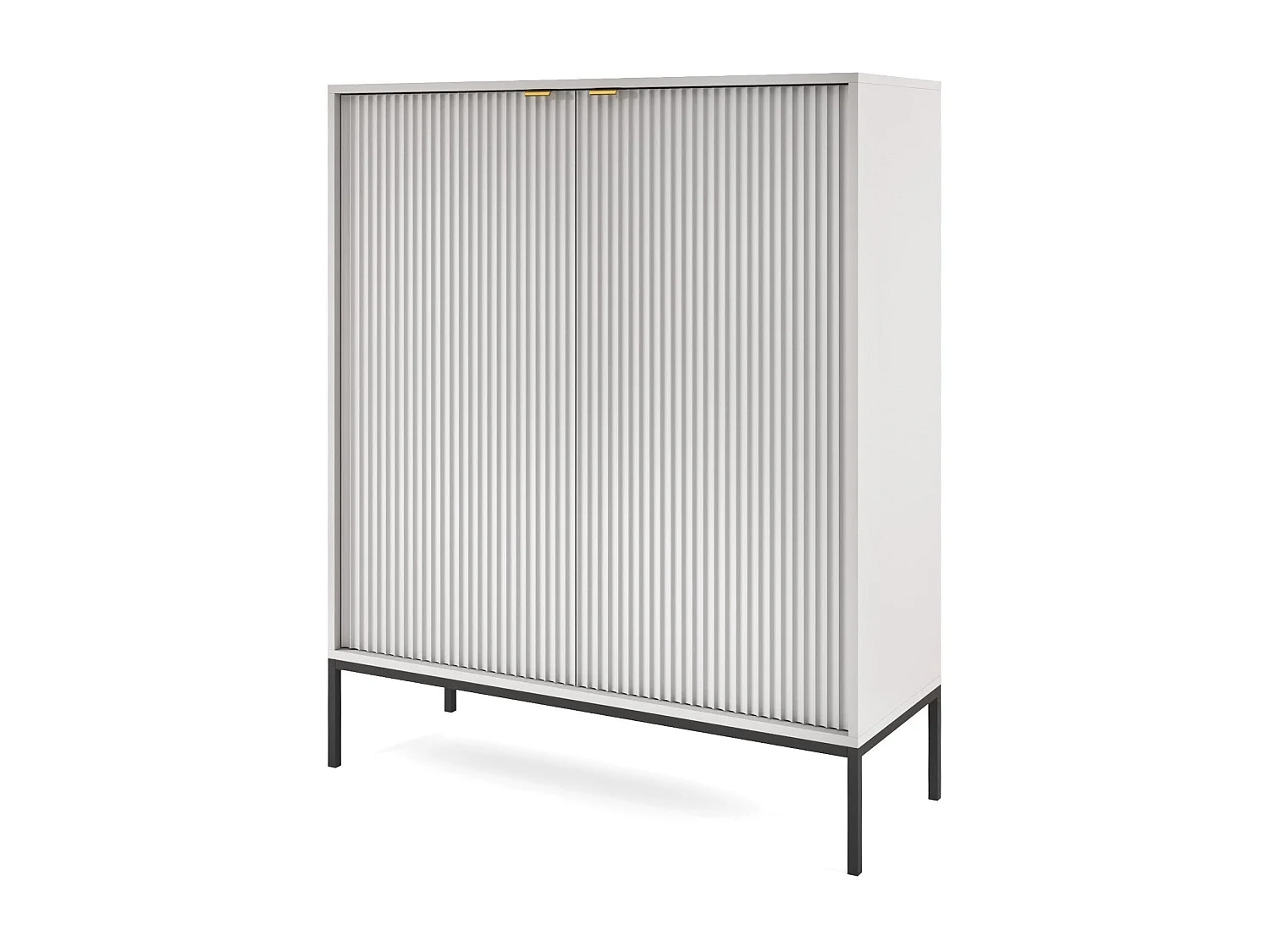 2-deurs buffet met zwarte metalen bladen 104x125 cm