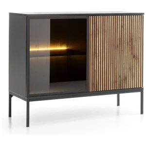 2-deurs buffet met geïntegreerde LED, zwart-wit, 104×83 cm 2-deurs buffet met geïntegreerde LED, zwart-wit, 104×83 cm