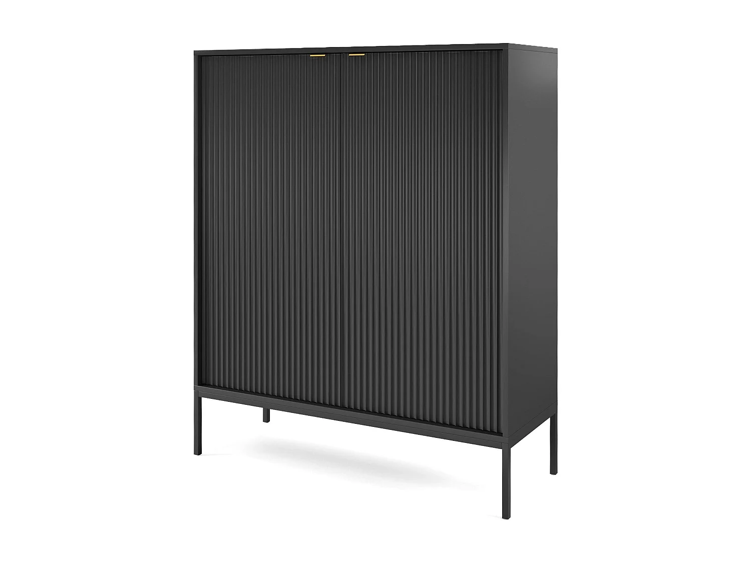 2-deurs buffet met zwarte metalen bladen 104x125 cm