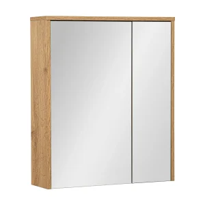 Badkamerkast met spiegel 60 cm 2 deuren Eikenhout Wotan Vivien Badkamerkast met spiegel 60 cm 2 deuren Eikenhout Wotan Vivien