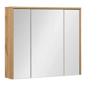 Badkamerkast met spiegel 80 cm 3 deuren Eikenhout Wotan Vivien Badkamerkast met spiegel 80 cm 3 deuren Eikenhout Wotan Vivien