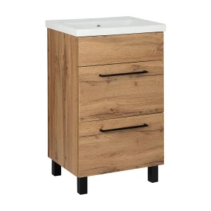 Badkamerset 50 cm staand kastje met wastafel Eiken Wotan Sol Wotan Badkamerset 50 cm staand kastje met wastafel Eiken Wotan Sol Wotan