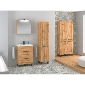 Badkamerset 60 cm Staand Kastje met wastafel Eikenhout Wotan Sol Wotan Badkamerset 60 cm Staand Kastje met wastafel Eikenhout Wotan Sol Wotan