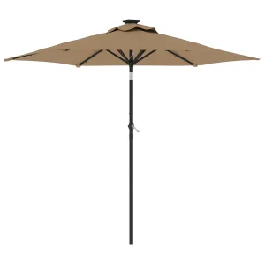 Albemarle Parasol met LED's en stalen paal 225x225x212 cm taupe Albemarle Parasol met LED's en stalen paal 225x225x212 cm taupe