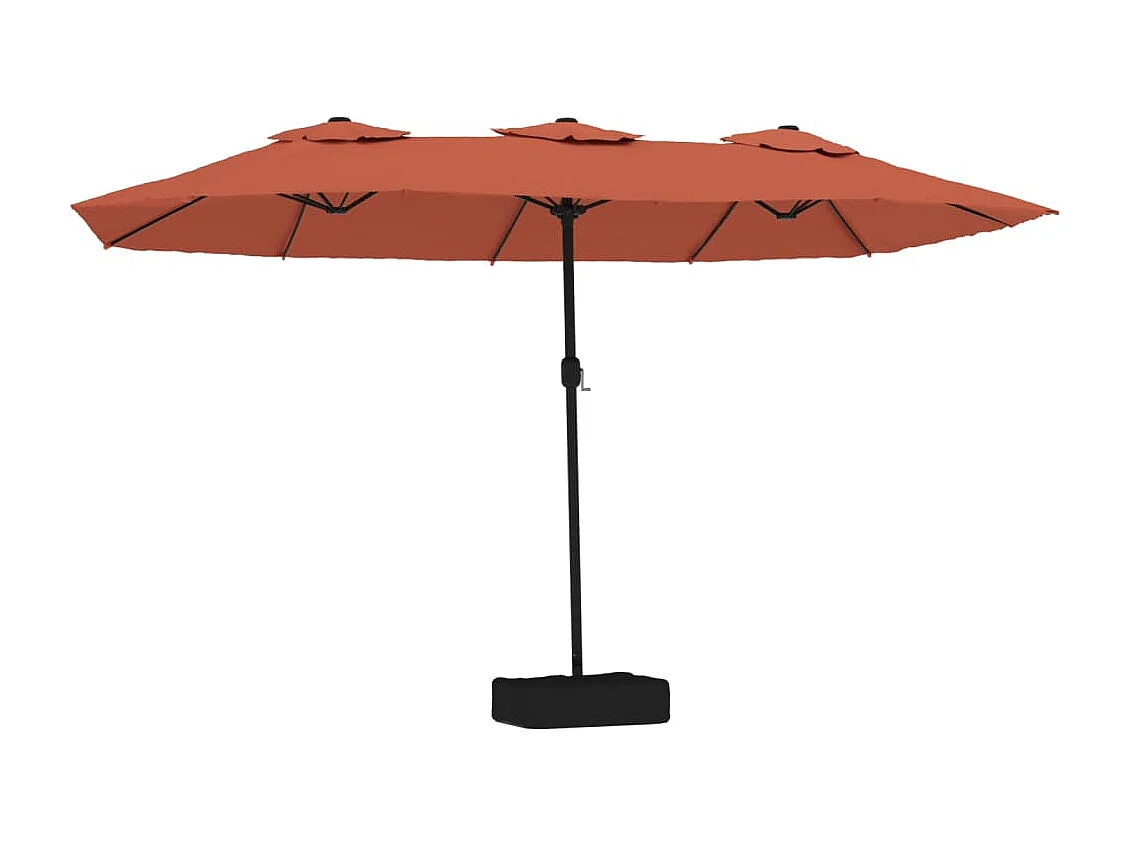 Anderson Parasol dubbel dak met LED 449x265 cm terracottakleurig