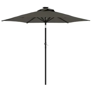 Albemarle Parasol met LED's en stalen paal 225x225x212cm antracietkleurig Albemarle Parasol met LED's en stalen paal 225x225x212cm antracietkleurig