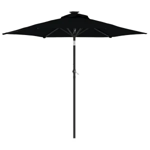 Albemarle Parasol met LED's en stalen paal 225x225x212 cm zwart Albemarle Parasol met LED's en stalen paal 225x225x212 cm zwart