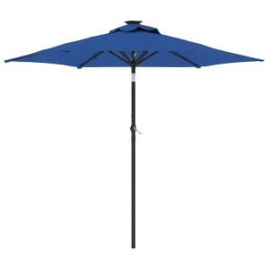 Albemarle Parasol met LED's en stalen paal 225x225x212 cm azuurblauw Albemarle Parasol met LED's en stalen paal 225x225x212 cm azuurblauw