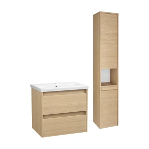 Badkamerset 60 cm Kast met wastafel Kolom Geribbelde fronten Aria