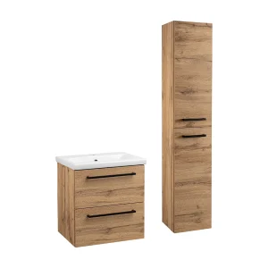 Badkamerset 50 cm Kast met wastafel Hoge kolom Wotan Aster eiken Badkamerset 50 cm Kast met wastafel Hoge kolom Wotan Aster eiken