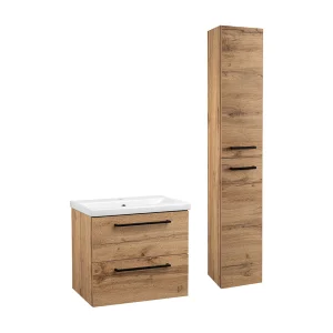 Badkamerset 60 cm Kast met wastafel Hoge kolom Eiken Wotan Aster