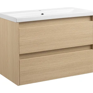 Badkamerset 80 cm Kast met wastafel Geribbelde fronten Aria Badkamerset 80 cm Kast met wastafel Geribbelde fronten Aria
