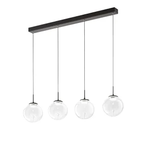 Ariel – Fabas Luce 4-lichts hanglamp – 28W dimbare LED – Transparant bolvormig design