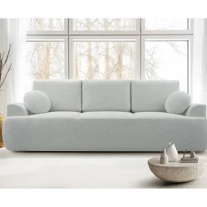3-zitsbank met slaapfunctie en opbergruimte – bouclé – taupe – BARLETTO 3-zitsbank met slaapfunctie en opbergruimte – bouclé – taupe – BARLETTO
