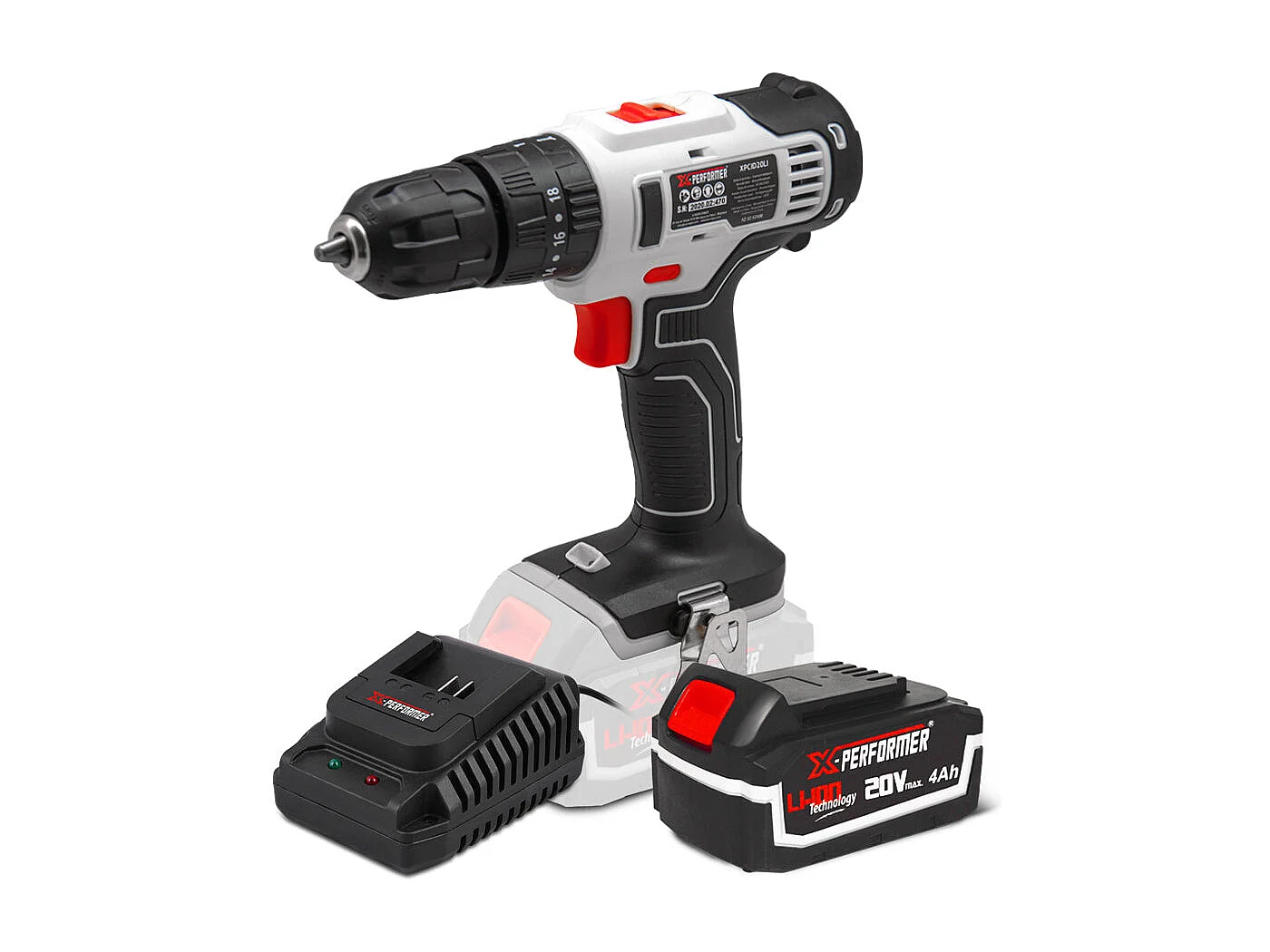 20V X-Performer klopboormachine met 4Ah batterij en 2H snellader – 10 mm boorkop