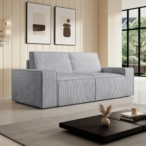 3-zits ribfluwelen bank lichtgrijs comfort AMELIA 3-zits ribfluwelen bank lichtgrijs comfort AMELIA