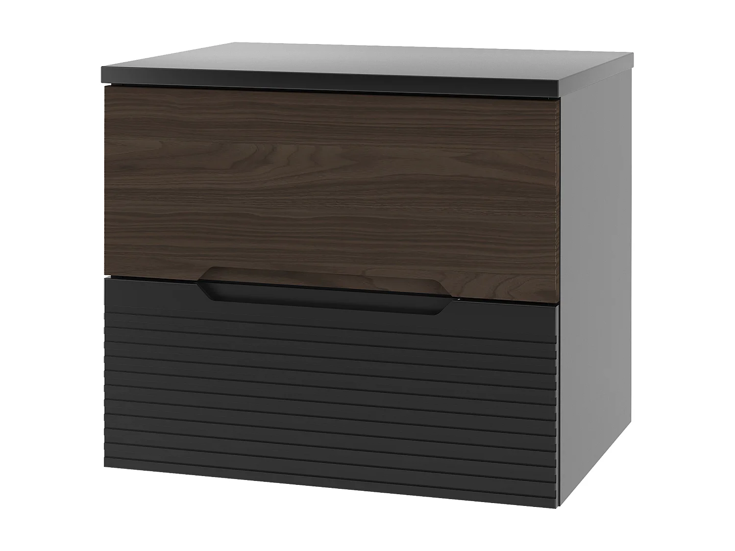 Badkamerset 60 cm Kast met blad Zwart mat / Notenhout Avella
