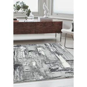 Abstract tapijt – 160x230cm – grijs, wit, zilver, zwart – Orion Décor