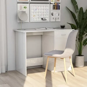 Adriano  Bureau 100x50x76 cm bewerkt hout hoogglans wit