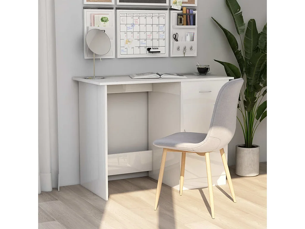Adriano Bureau 100x50x76 cm bewerkt hout hoogglans wit