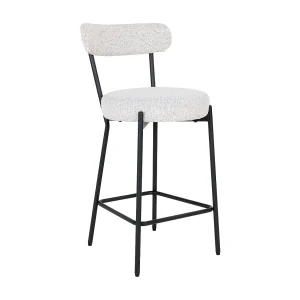 BADALONA barstoel in badstof en metaal – Zithoogte 65 cm-Kleur Wit BADALONA barstoel in badstof en metaal – Zithoogte 65 cm-Kleur Wit