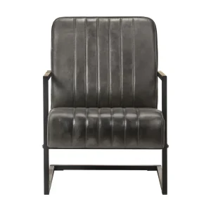 Armel  Fauteuil echt leer verweerd grijs