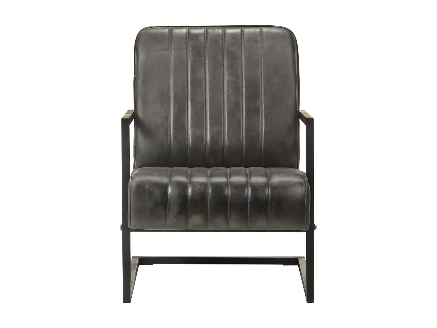 Armel Fauteuil echt leer verweerd grijs