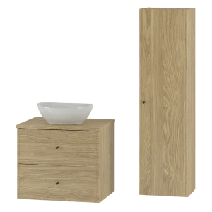Badkamerset 60 cm Kast met wastafelblad Wastafelkolom Eiken geolied Marco Badkamerset 60 cm Kast met wastafelblad Wastafelkolom Eiken geolied Marco