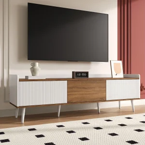 160 cm tv-meubel, laag dressoir met 3 deuren en plank, modern tv-meubel voor de woonkamer, wit