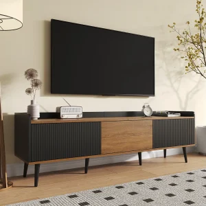160 cm tv-meubel, laag dressoir met 3 deuren en plank, modern tv-meubel voor de woonkamer, zwart
