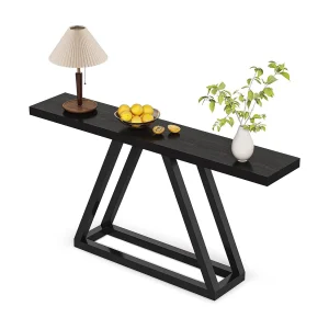 160 cm smalle consoletafel, lange salontafel achter bank voor entree, hal, woonkamer, zwart 160 cm smalle consoletafel, lange salontafel achter bank voor entree, hal, woonkamer, zwart