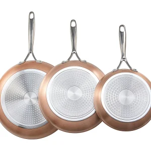 Aluminium Pan SucceBuy, 3 Stuks 20/27/30 Cm, Keramische Antiaanbakpan met Hittebestendig Handvat, voor Gas, Elektrisch