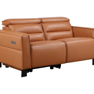 2-zits bank met 1 elektrische relaxfunctie in leer PU cognac 2-zits bank met 1 elektrische relaxfunctie in leer PU cognac