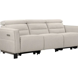 3-zits bank met 2 elektrische relaxstoelen in crèmekleurige stof 3-zits bank met 2 elektrische relaxstoelen in crèmekleurige stof