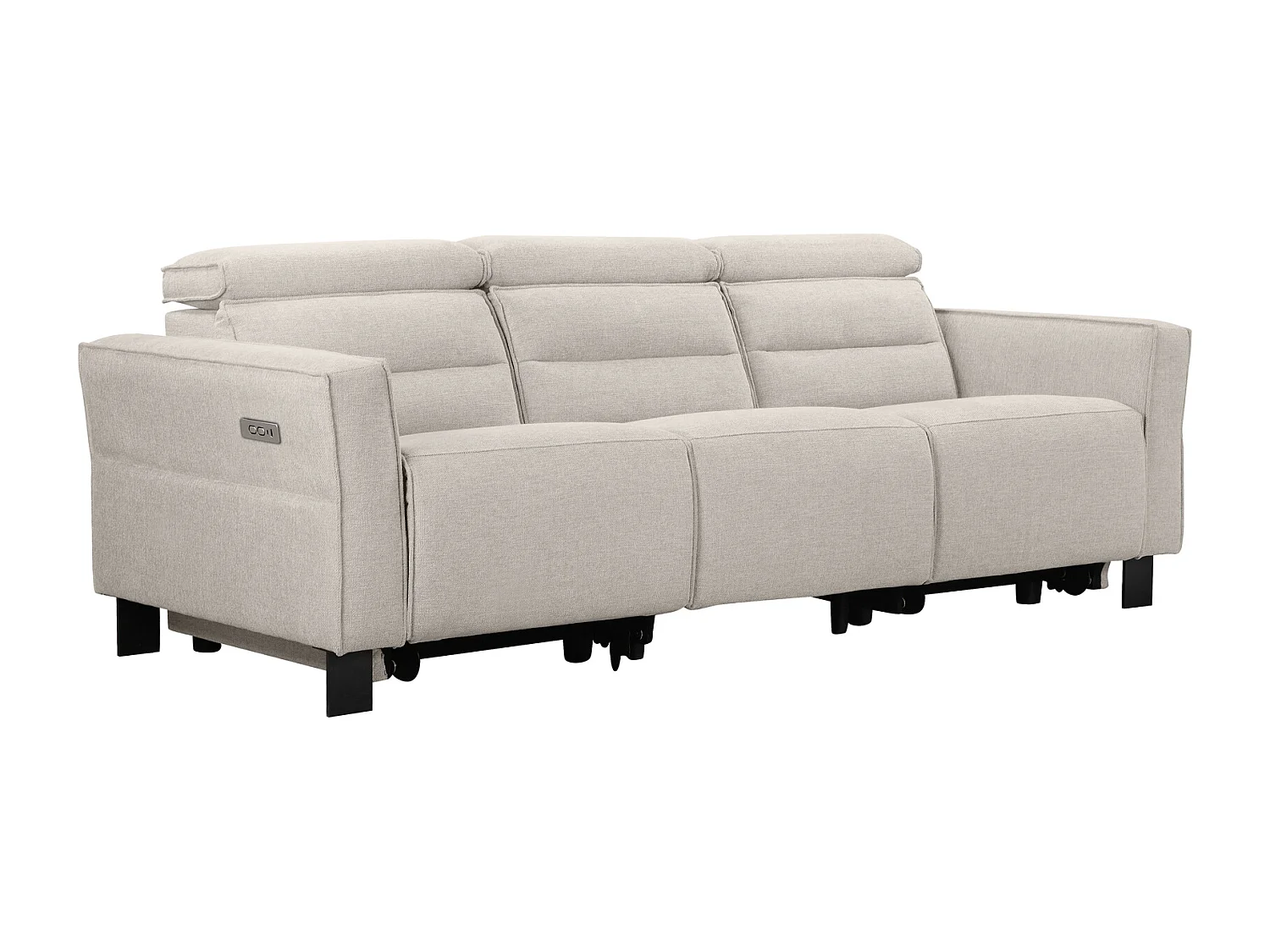 3-zits bank met 2 elektrische relaxstoelen in crèmekleurige stof