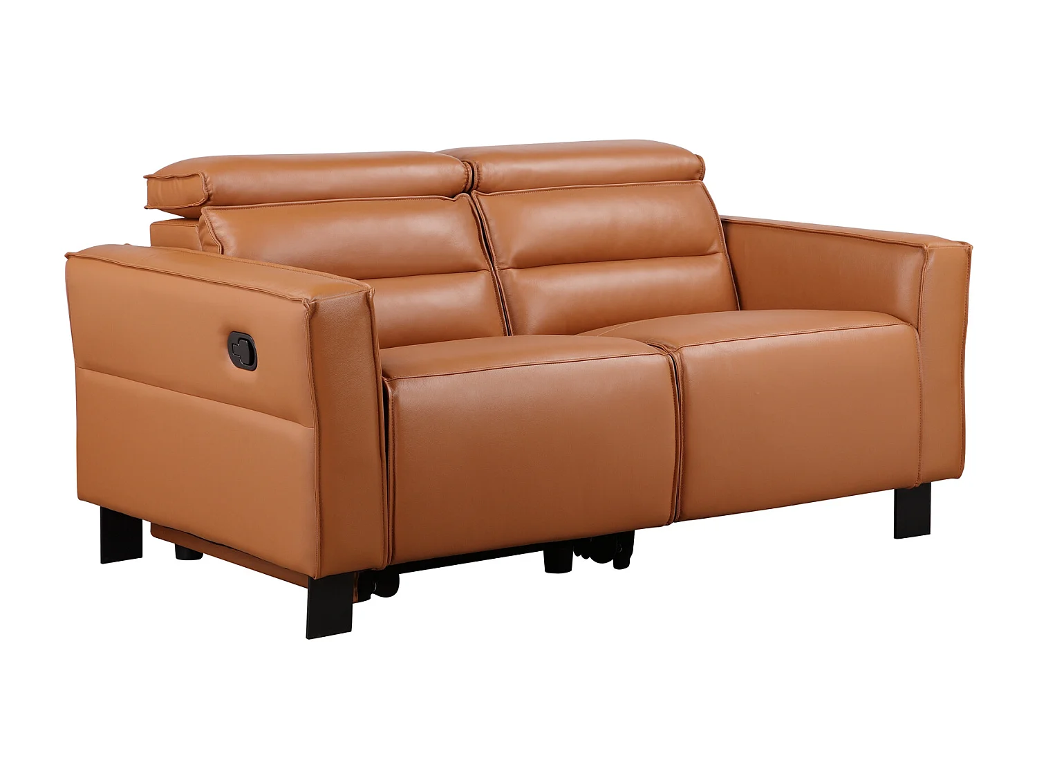2-zits bank met 1 handmatige relaxfunctie in leer PU cognac