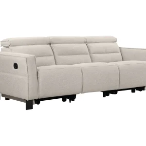 3-zits bank met 2 handmatige relaxstoelen in crèmekleurige stof 3-zits bank met 2 handmatige relaxstoelen in crèmekleurige stof