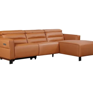 3-zitsbank met 1 elektrische relaxer in PU leder cognac 3-zitsbank met 1 elektrische relaxer in PU leder cognac