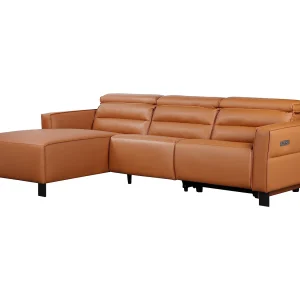 3-zitsbank met 1 elektrische relaxer in PU leder cognac 3-zitsbank met 1 elektrische relaxer in PU leder cognac